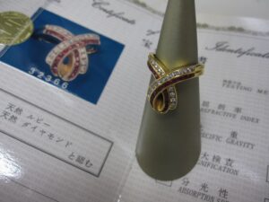 750刻印 ルビーダイヤリング